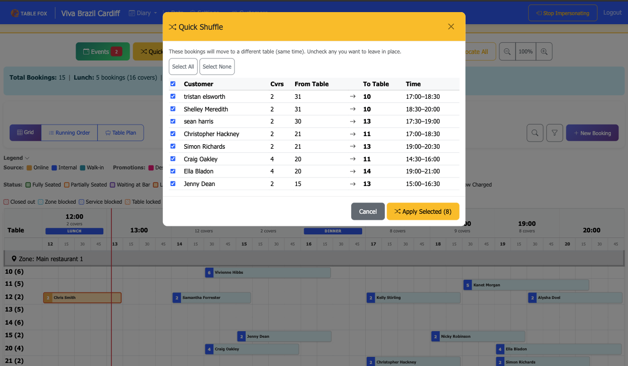 TableFox Smart Shuffle